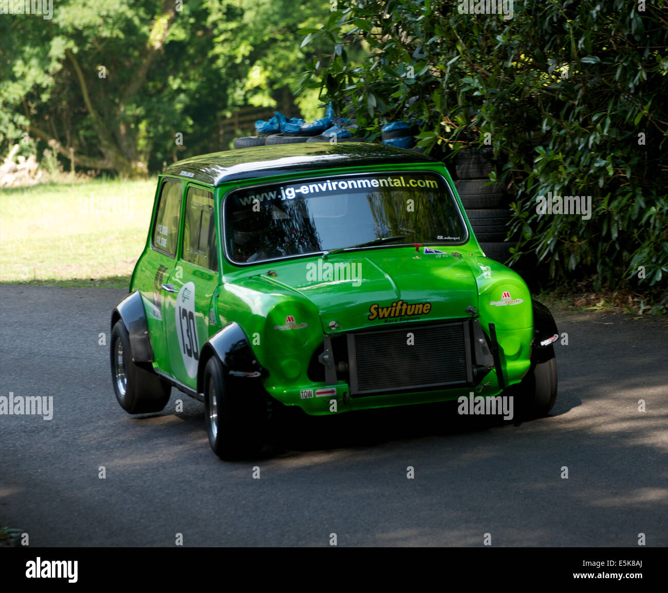 Minis racing at Wiscombe Park hillclimb in Devon UK, July 2014. A set of 18 images Stock Photo