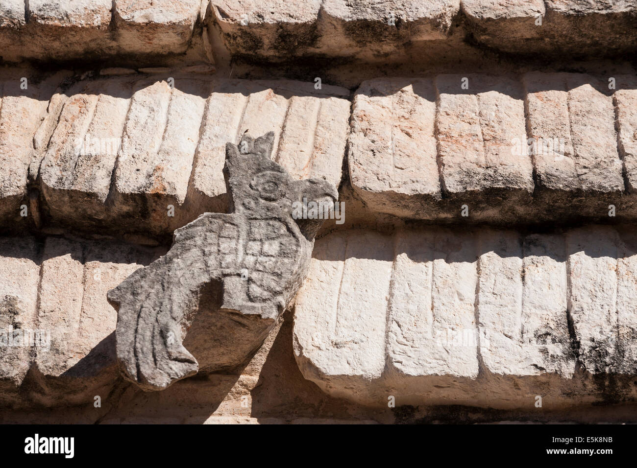 A bird carving decorates the Roof of El Palomar (Pigeon House). El Palomar is decorated with bird carvings that look like parrot Stock Photo