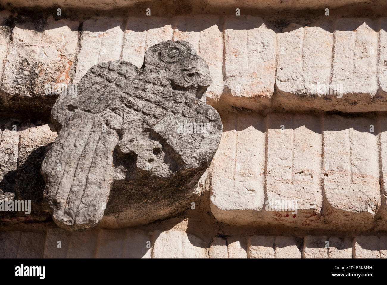 A bird carving decorates the Roof of El Palomar (Pigeon House). El Palomar is decorated with bird carvings that look like parrot Stock Photo