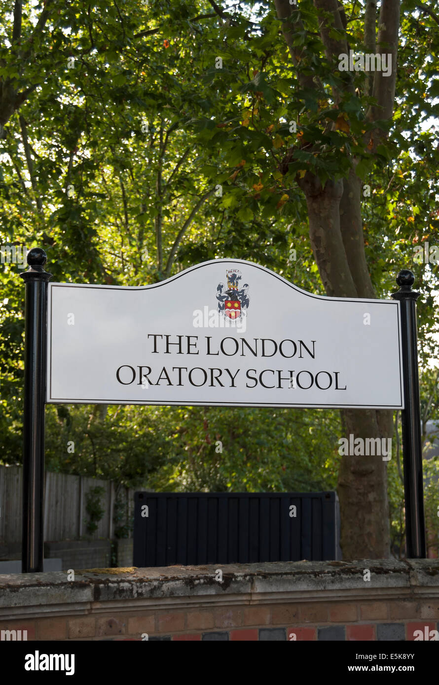 sign for the london oratory school, fulham, london, england Stock Photo