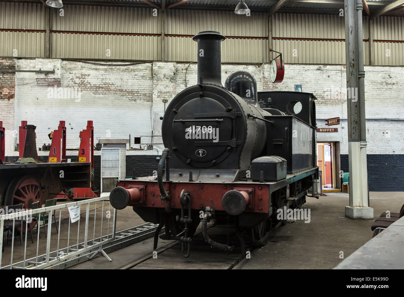 0-6-0T tank engine Ex BR 41708 at Barrow Hill Roundhouse, Derbyshire Stock Photo