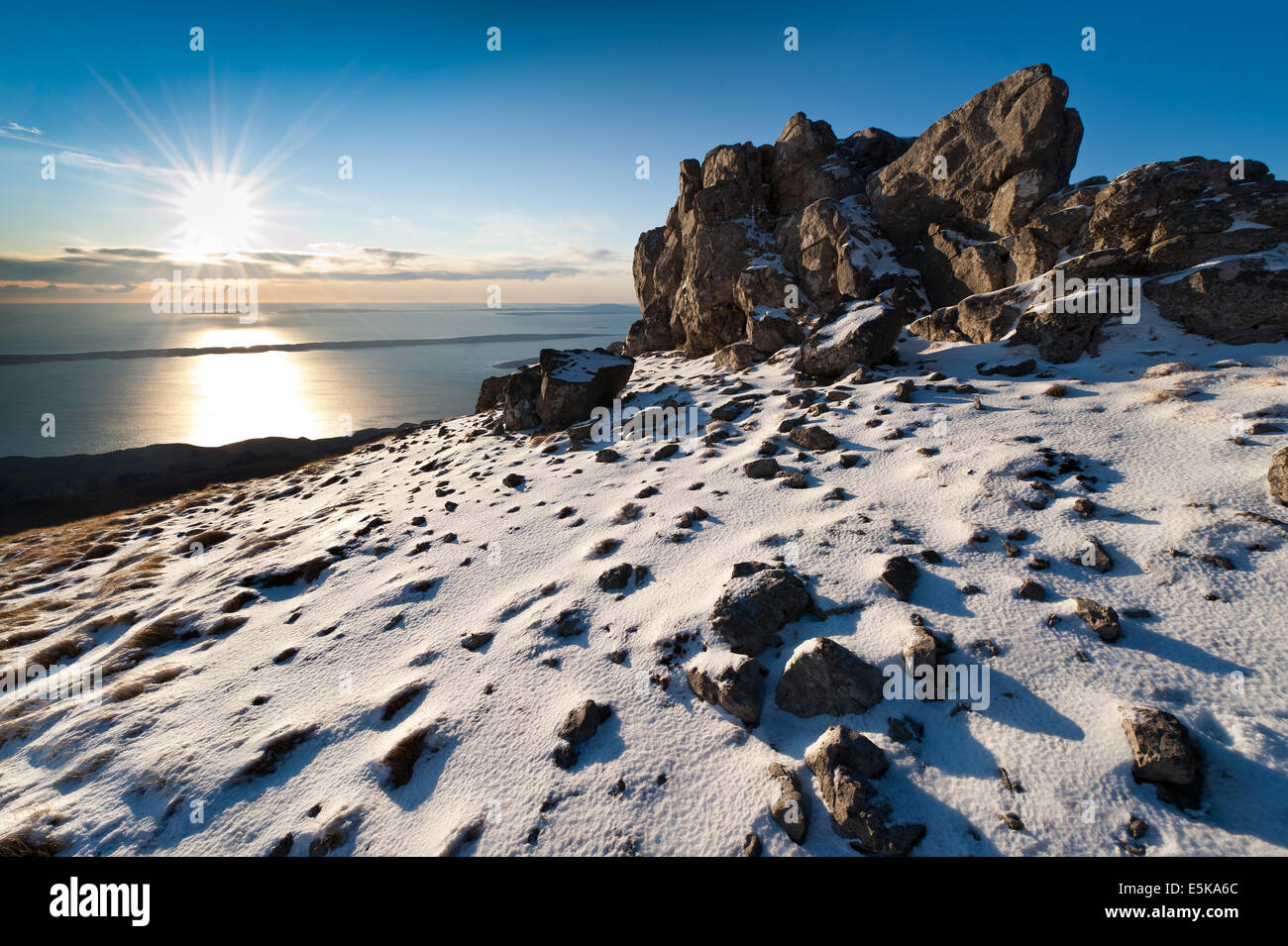 Sunset in the mountains Stock Photo - Alamy
