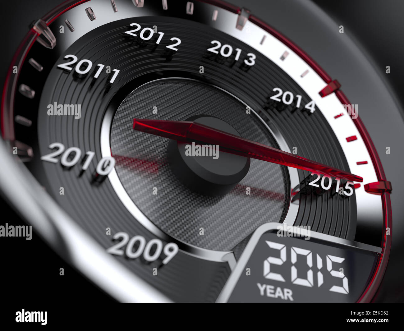3d illustration of 2015 year car speedometer. Countdown concept Stock Photo