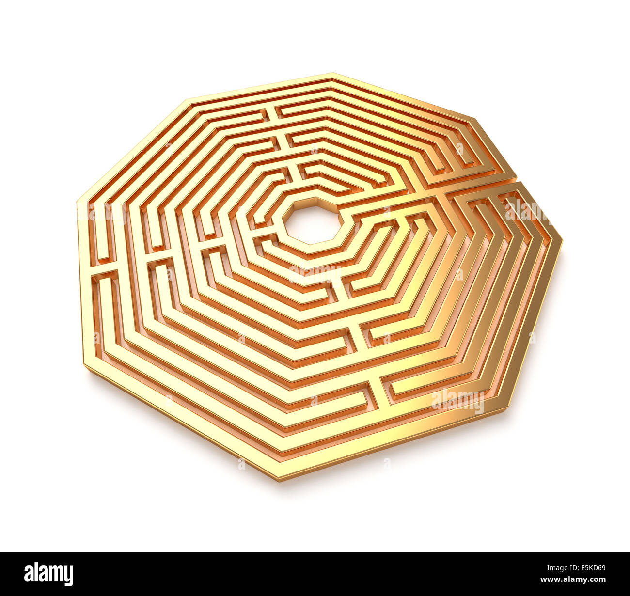 3d render of golden maze isolated on white background Stock Photo