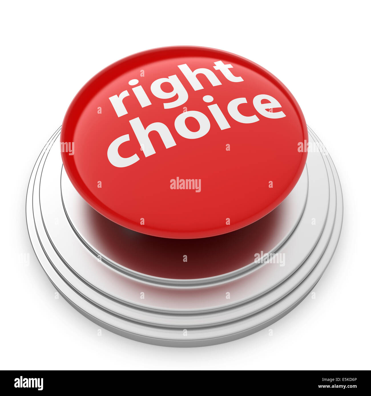 3d render of red Right choice button isolated on white background Stock Photo
