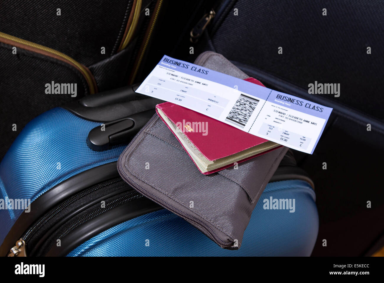 Airline ticket, passport and luggage, ready to travel Stock Photo Alamy