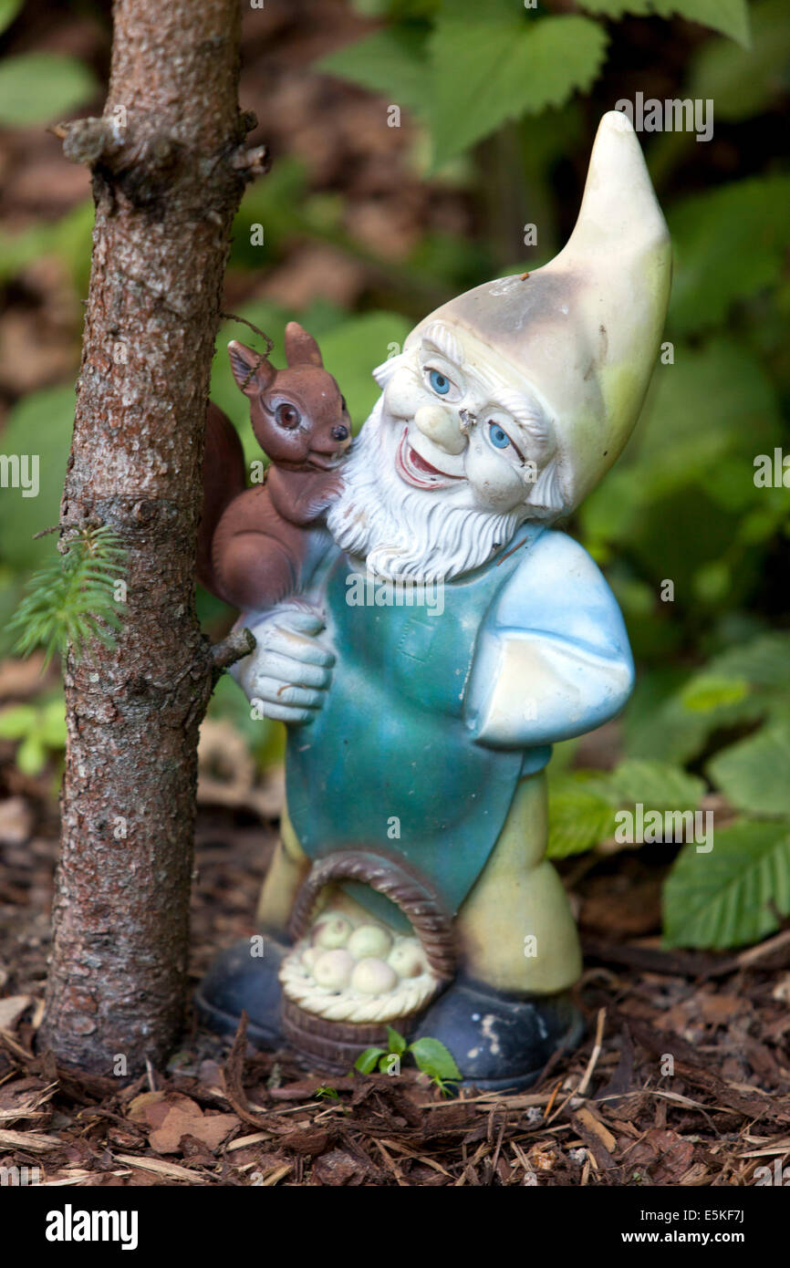 garden gnome ceramic figure doll decoration toy decor art Stock Photo