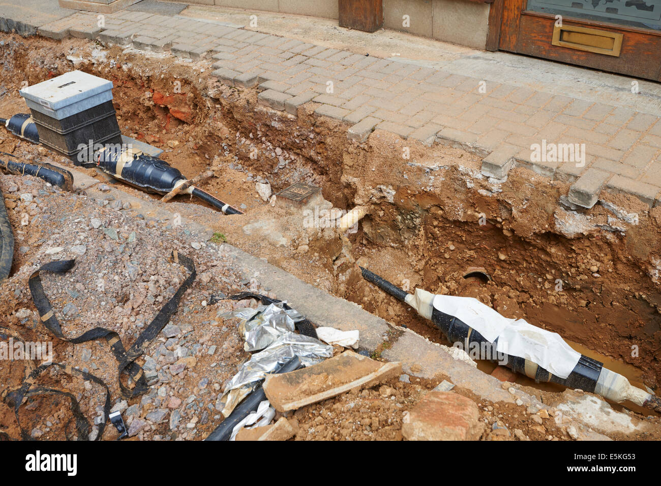 Pavement Dug Up Outside Shops To Replace Electric Cables And Junction ...