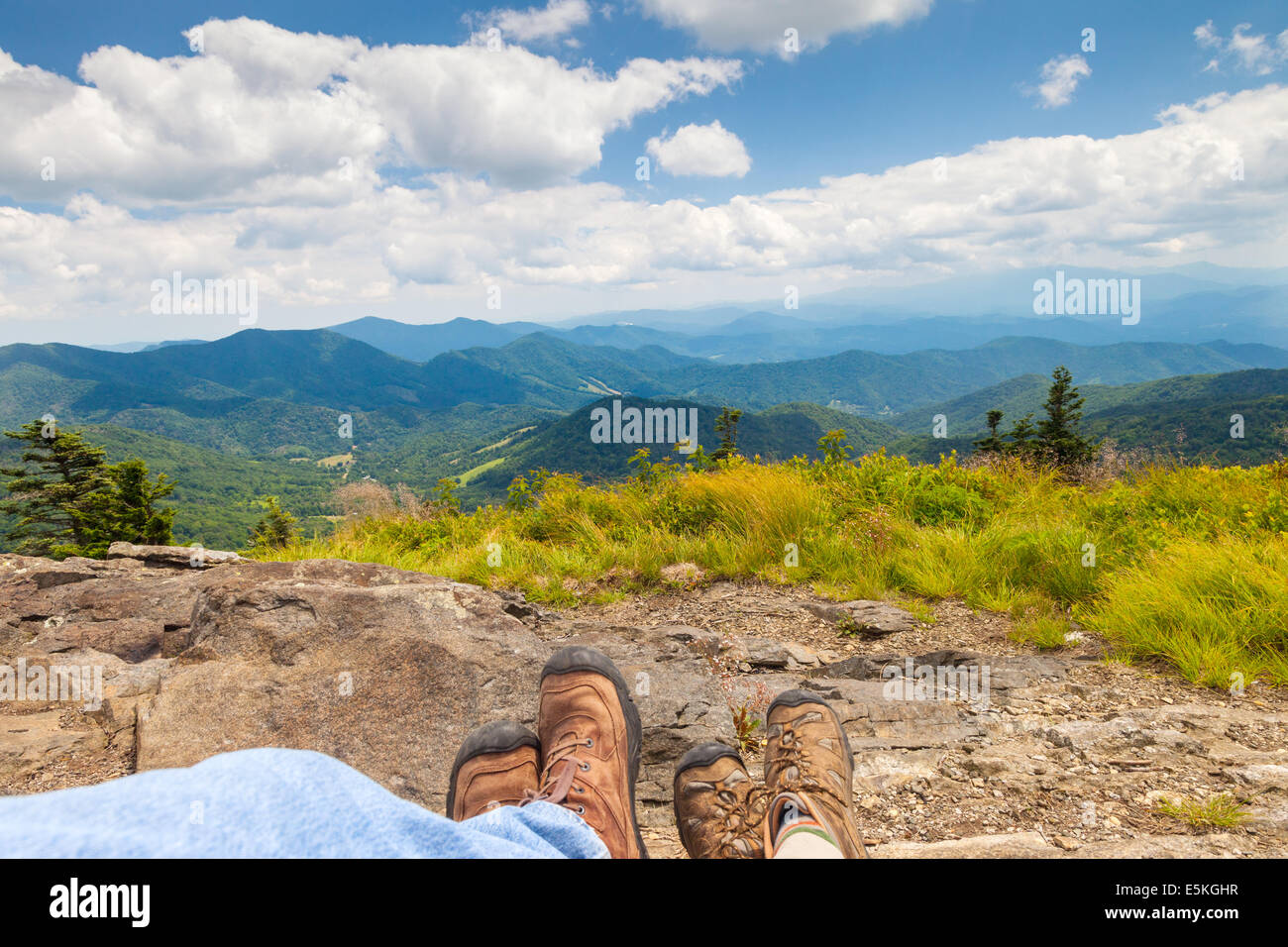 Hikers enjoying the view on Round Bald, Roan Mountain State Park, North