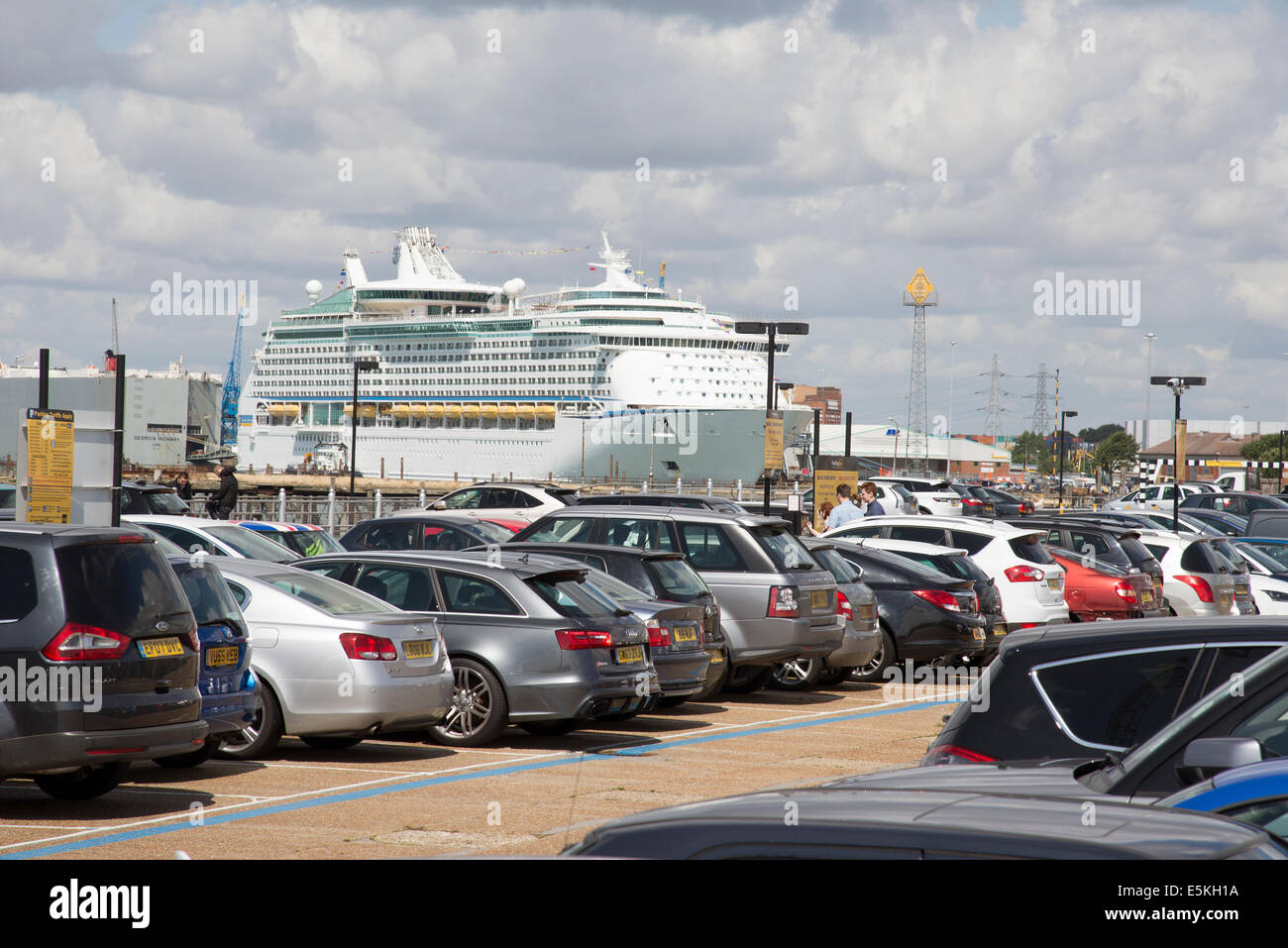 Cruise liner Adventure of the Seas in Port of Southampton UK Parking area  for cars Stock Photo - Alamy