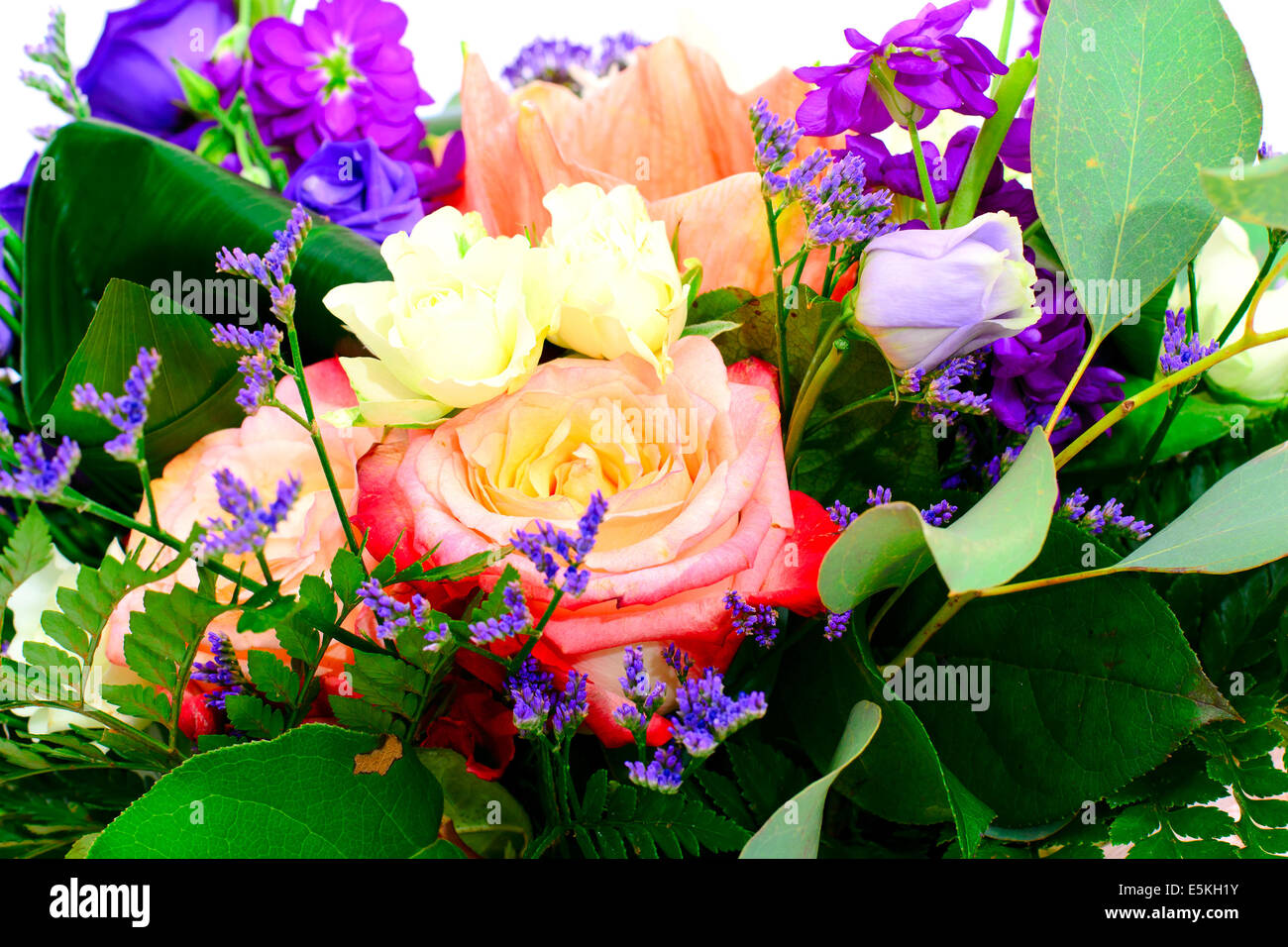 Colorful Flowers Bouquet Isolated on White Background Stock Photo - Alamy