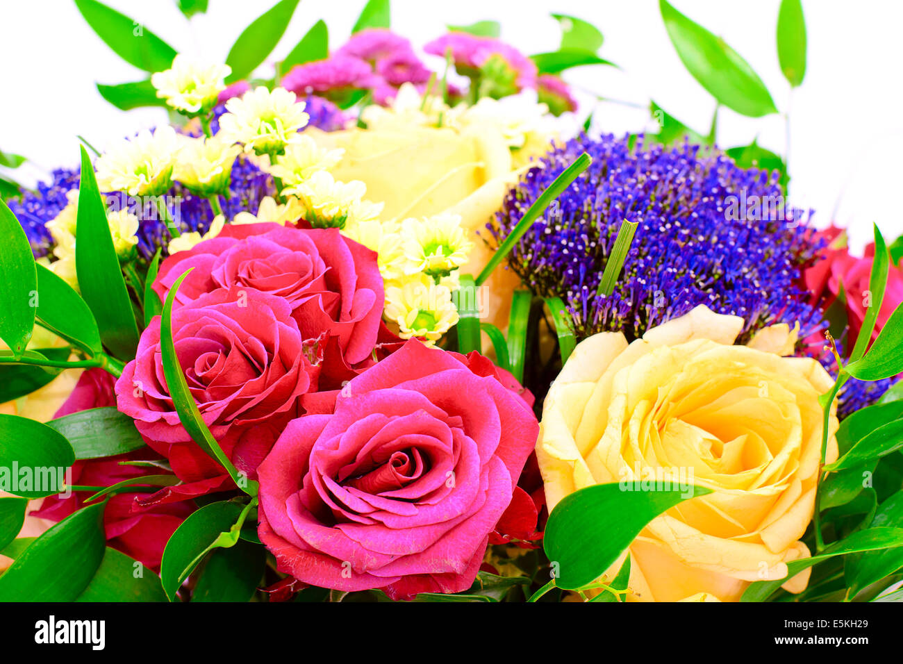 Colorful Flowers Bouquet Isolated on White Background Stock Photo - Alamy