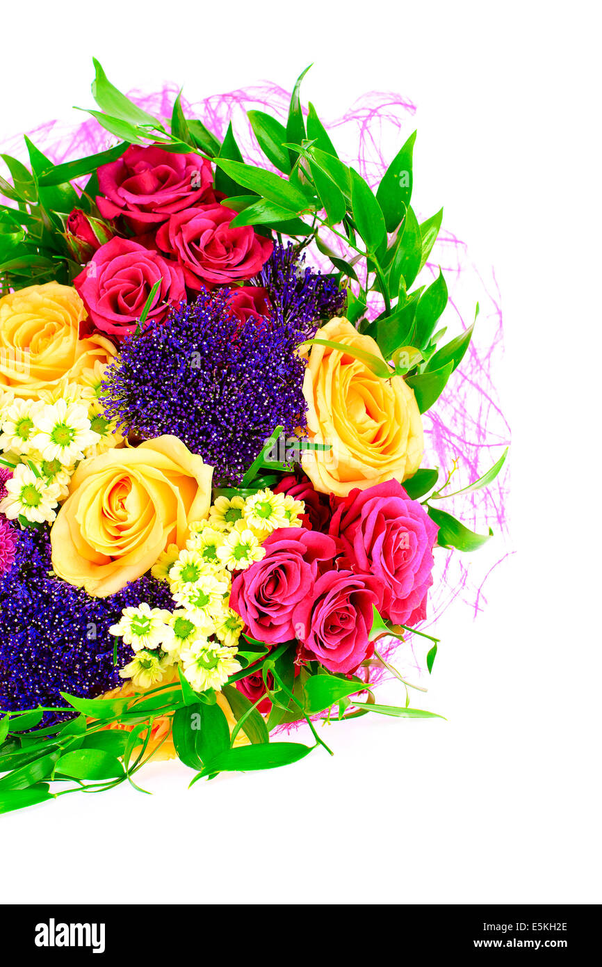 Colorful Flowers Bouquet Isolated on White Background Stock Photo - Alamy