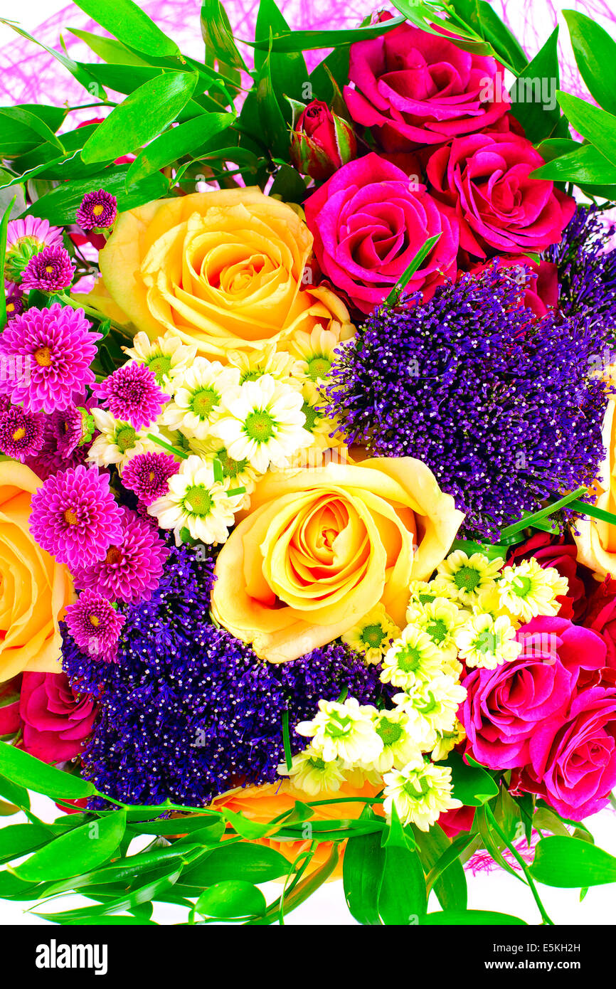 Colorful Flowers Bouquet Isolated on White Background Stock Photo - Alamy