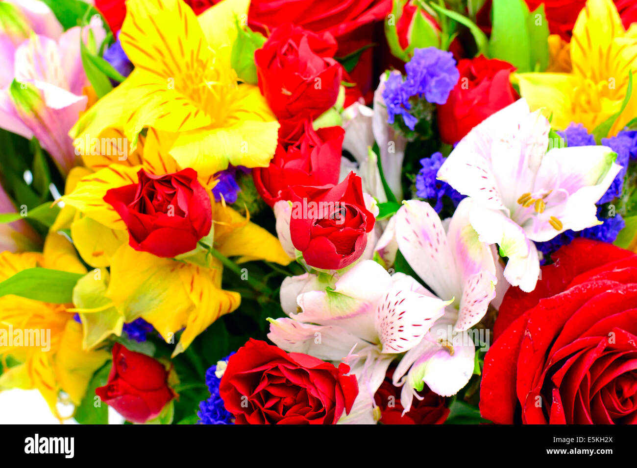 Colorful Flowers Bouquet Isolated on White Background Stock Photo - Alamy