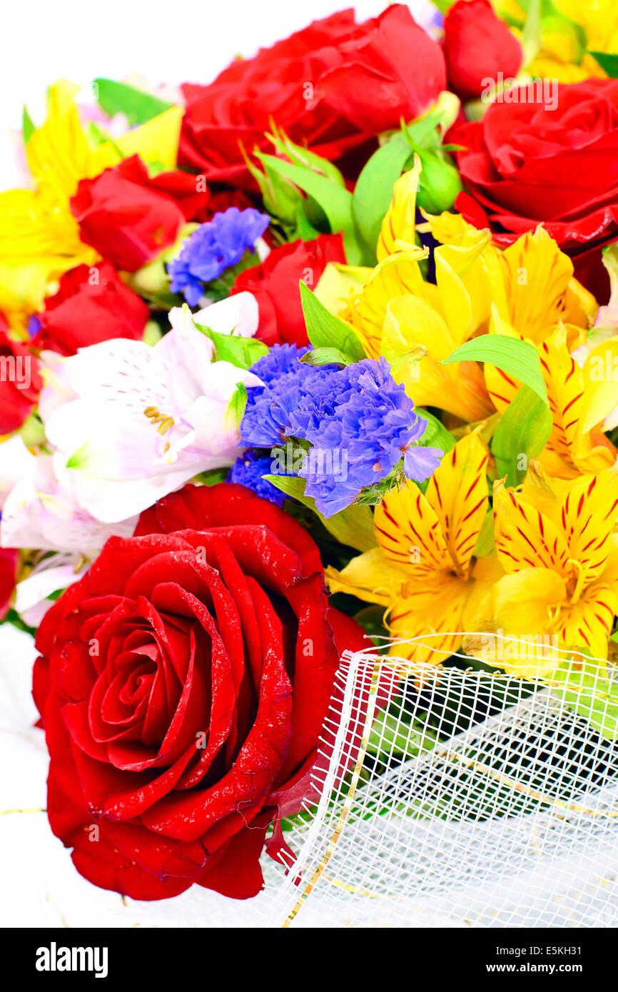 Colorful Flowers Bouquet Isolated on White Background Stock Photo - Alamy