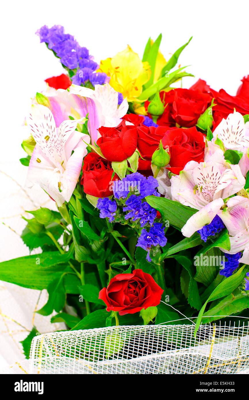 Colorful Flowers Bouquet Isolated on White Background Stock Photo - Alamy