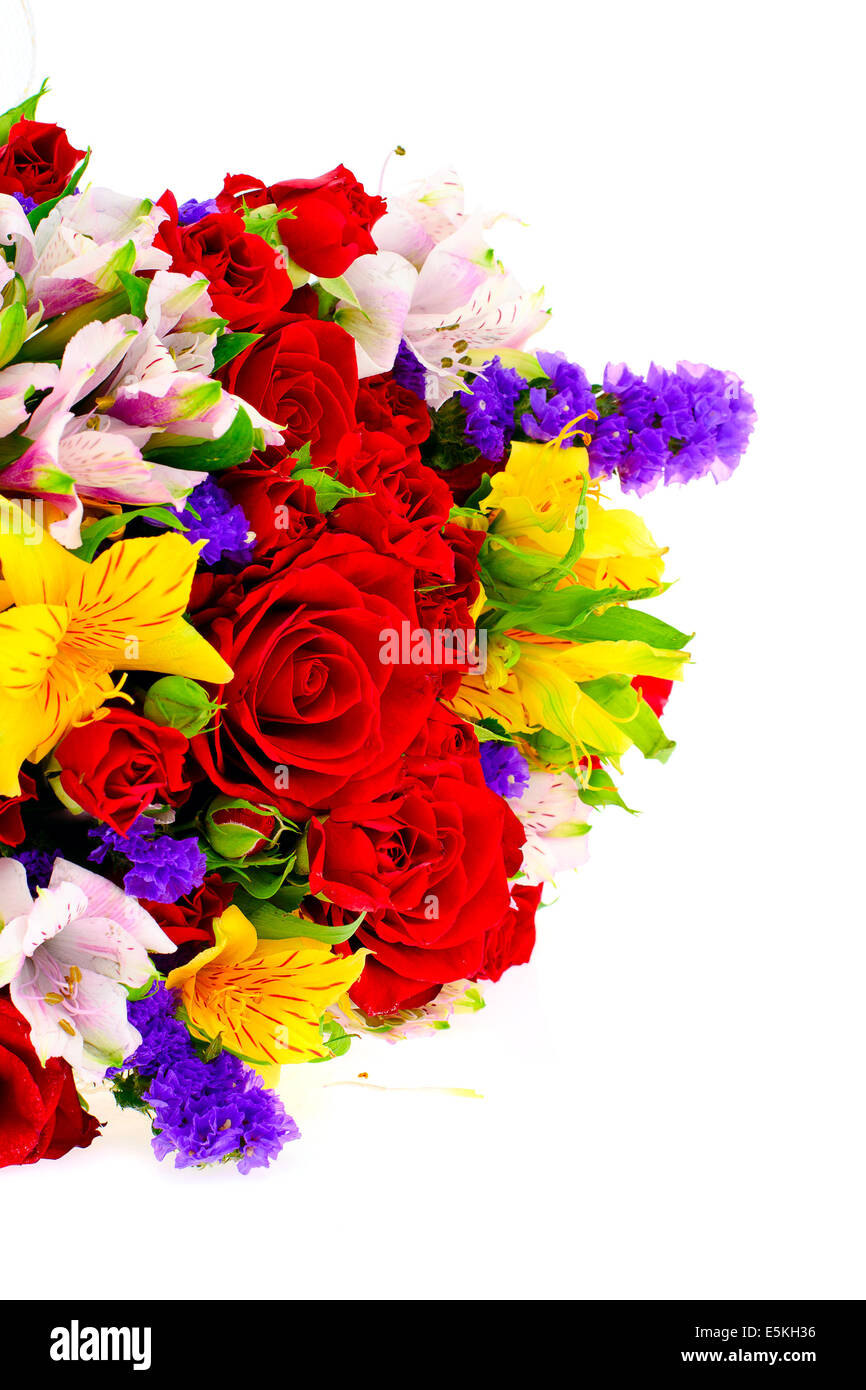 Colorful Flowers Bouquet Isolated on White Background Stock Photo - Alamy