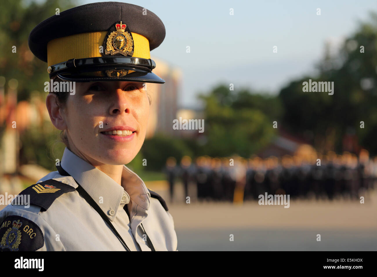 Morning parade at the Royal Canadian Mounted Police (RCMP) Depot in Regina, Saskatchewan. Stock Photo