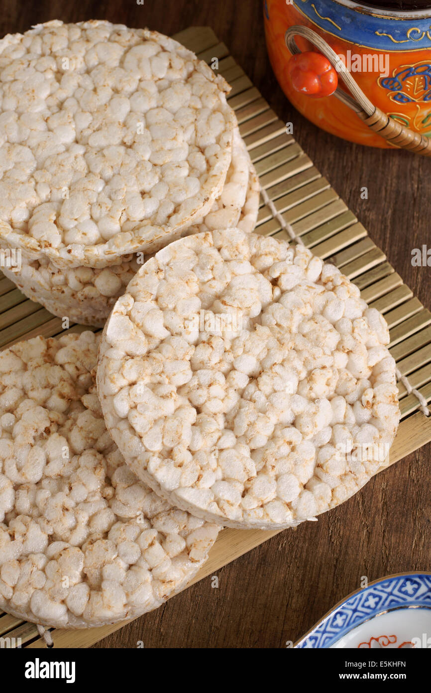 Puffed rice cakes a healthy alternative to bread Stock Photo - Alamy
