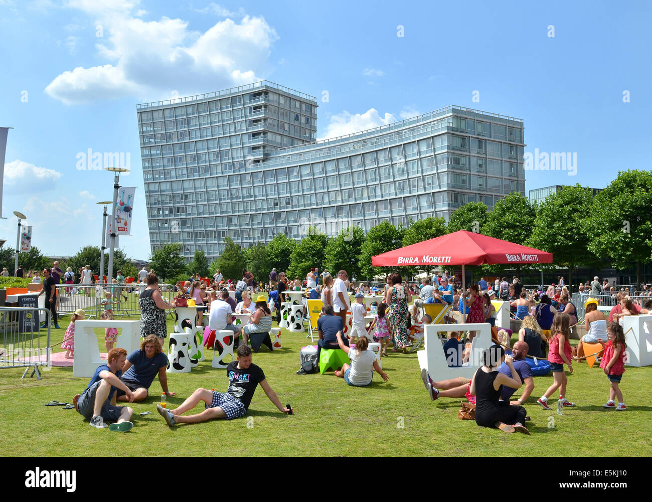 summer in the park at Chavasse Park in Liverpool, England, UK Stock Photo