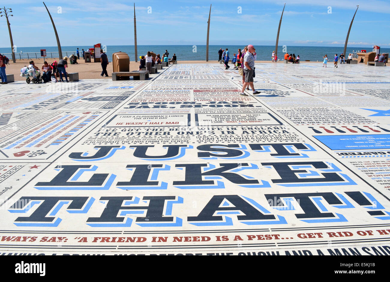The comedy carpet on the promenade in Blackpool, Lancashire, UK Stock Photo