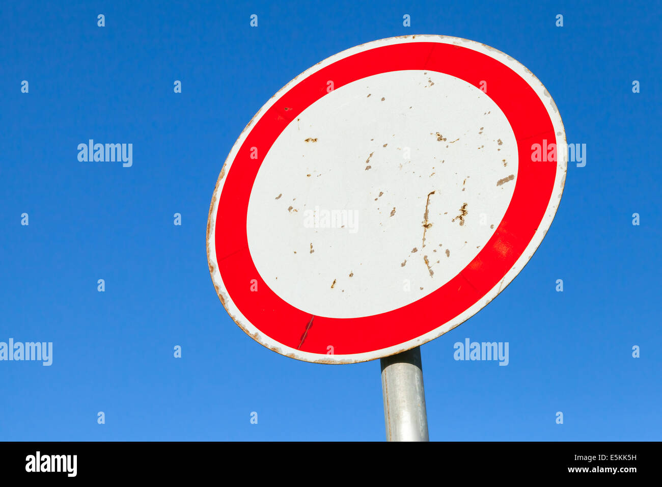 Traffic is prohibited, road sign above blue sky Stock Photo