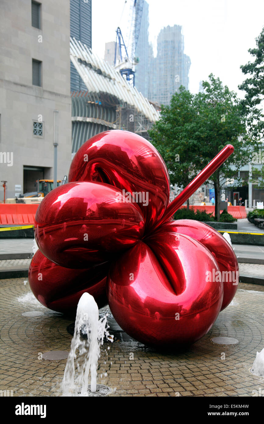Jeff Koons balloon sculpture at the World Financial Center in New York City. Stock Photo