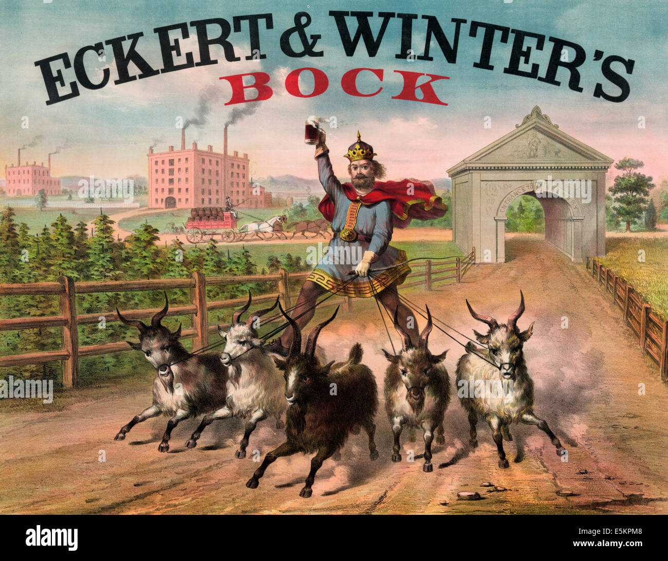 Eckert & Winter's Bock - New York.  Advertisement poster, circa 1871 Stock Photo