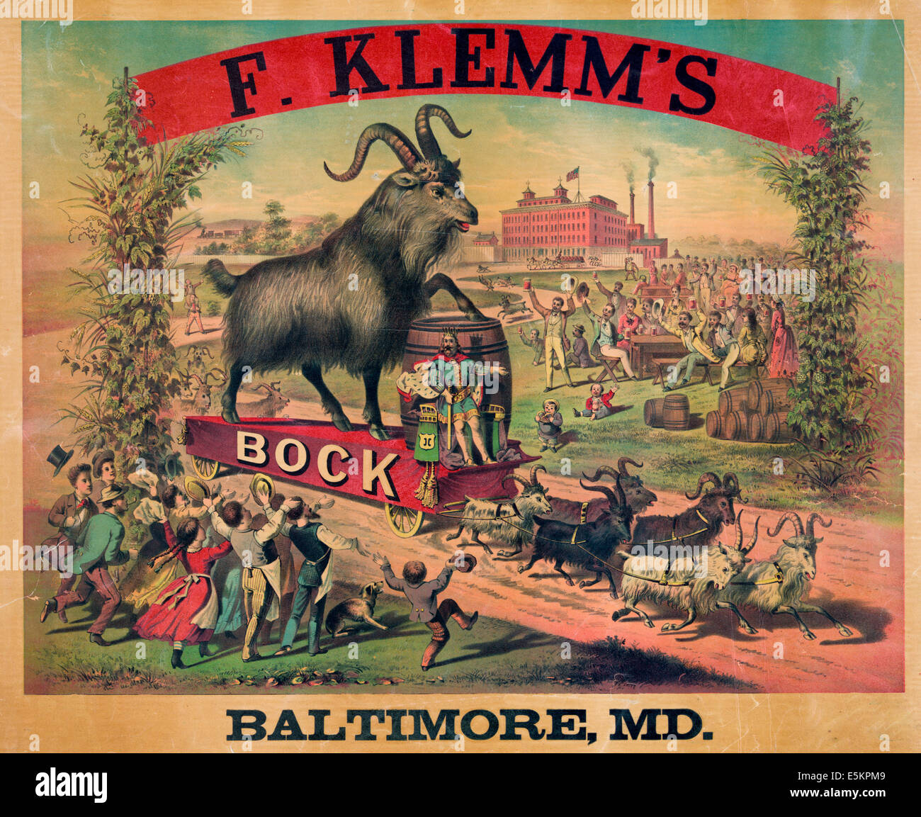 F. Klemm's Bock Beer - Baltimore, MD - Poster circa 1880 Stock Photo