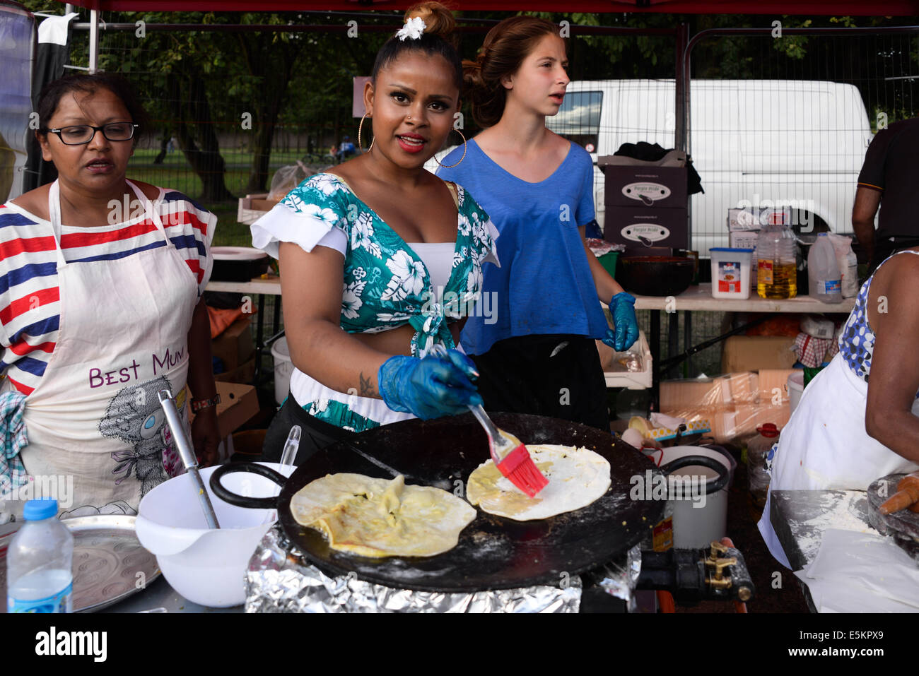 London, UK, 3rd August 2014 : A food stall at the Mauritian culture celebrate of the sixth Mauritian Open Air Festival 2014 at Down Lane Park in London. Credit:  See Li/Alamy Live News Stock Photo