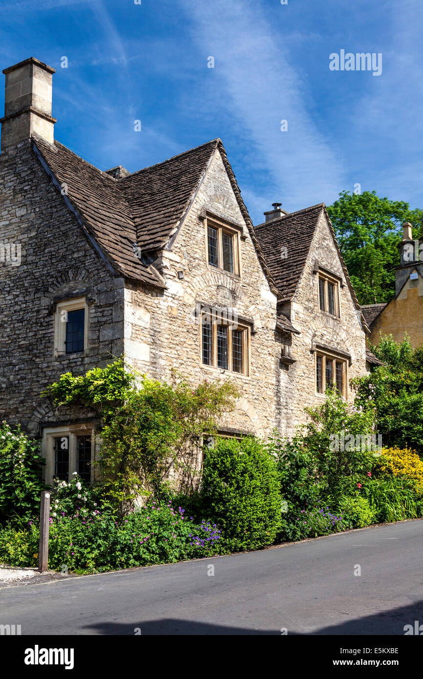 Cotswold stone houses in the village of Castle Combe in Wiltshire Stock