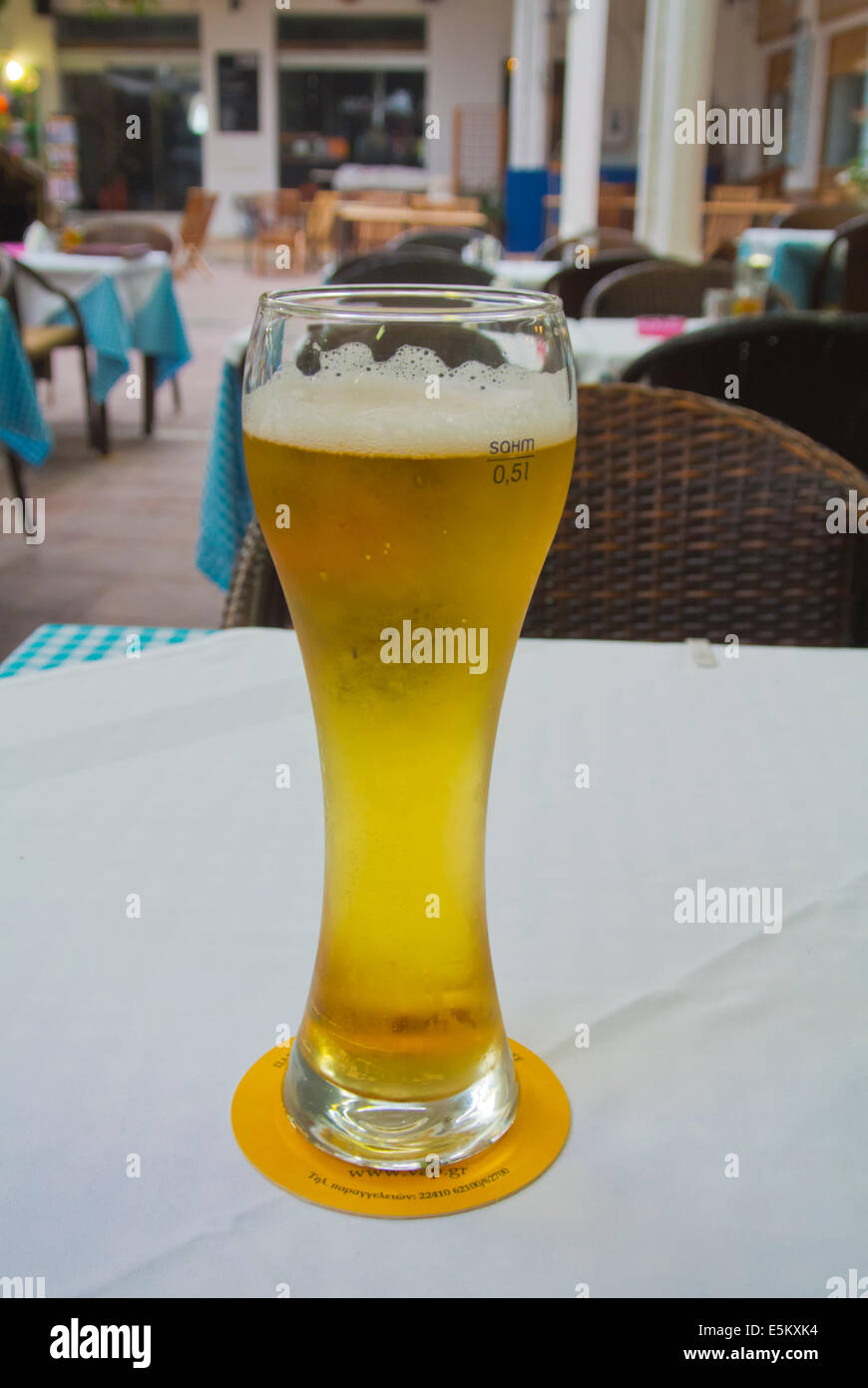 Half litre of beer, restaurant, new town, Rhodes city, Rhodes island ...