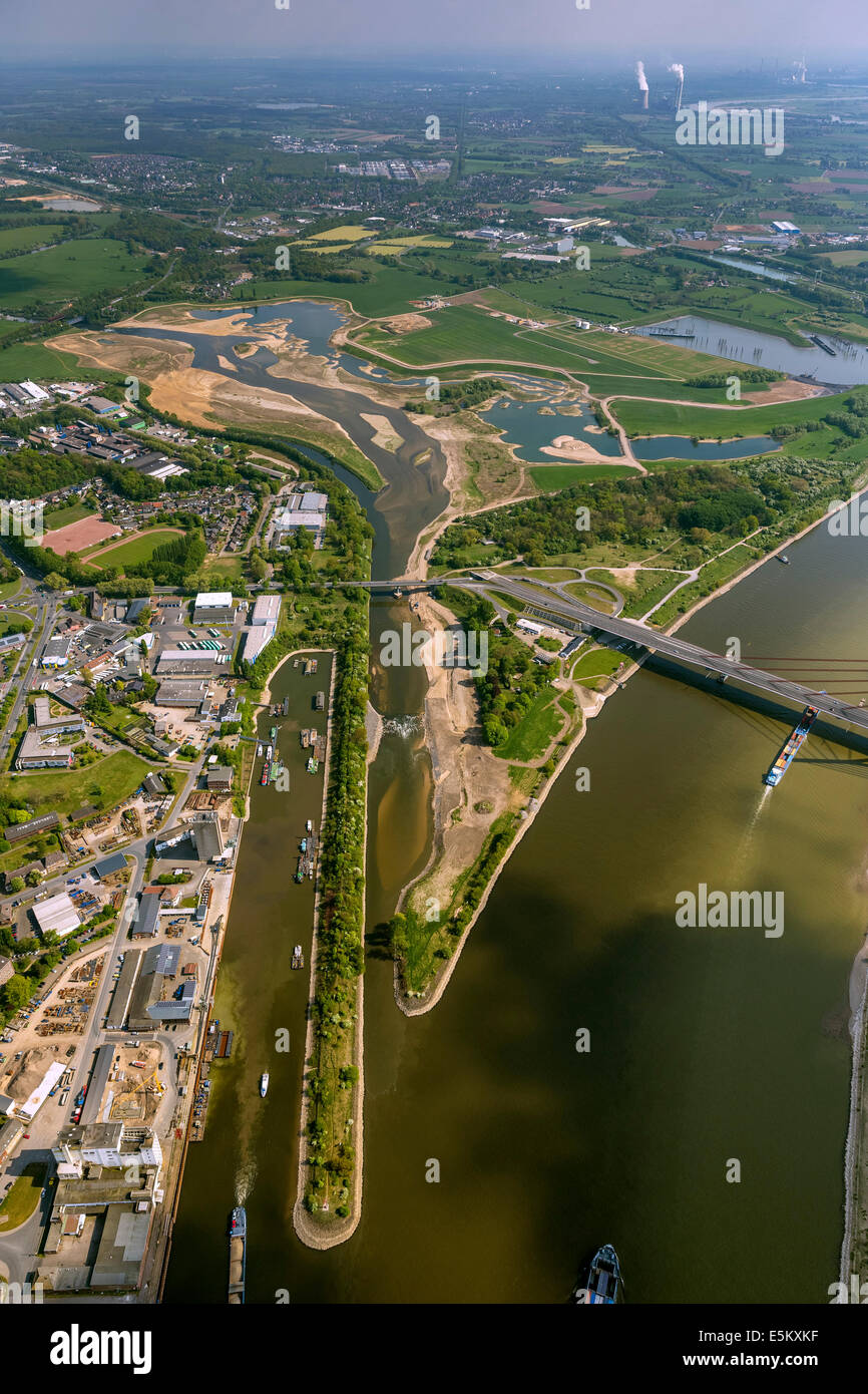 Reconstruction of the mouth of the Lippe River by the Lippeverband water management association, Rhine River estuary Stock Photo