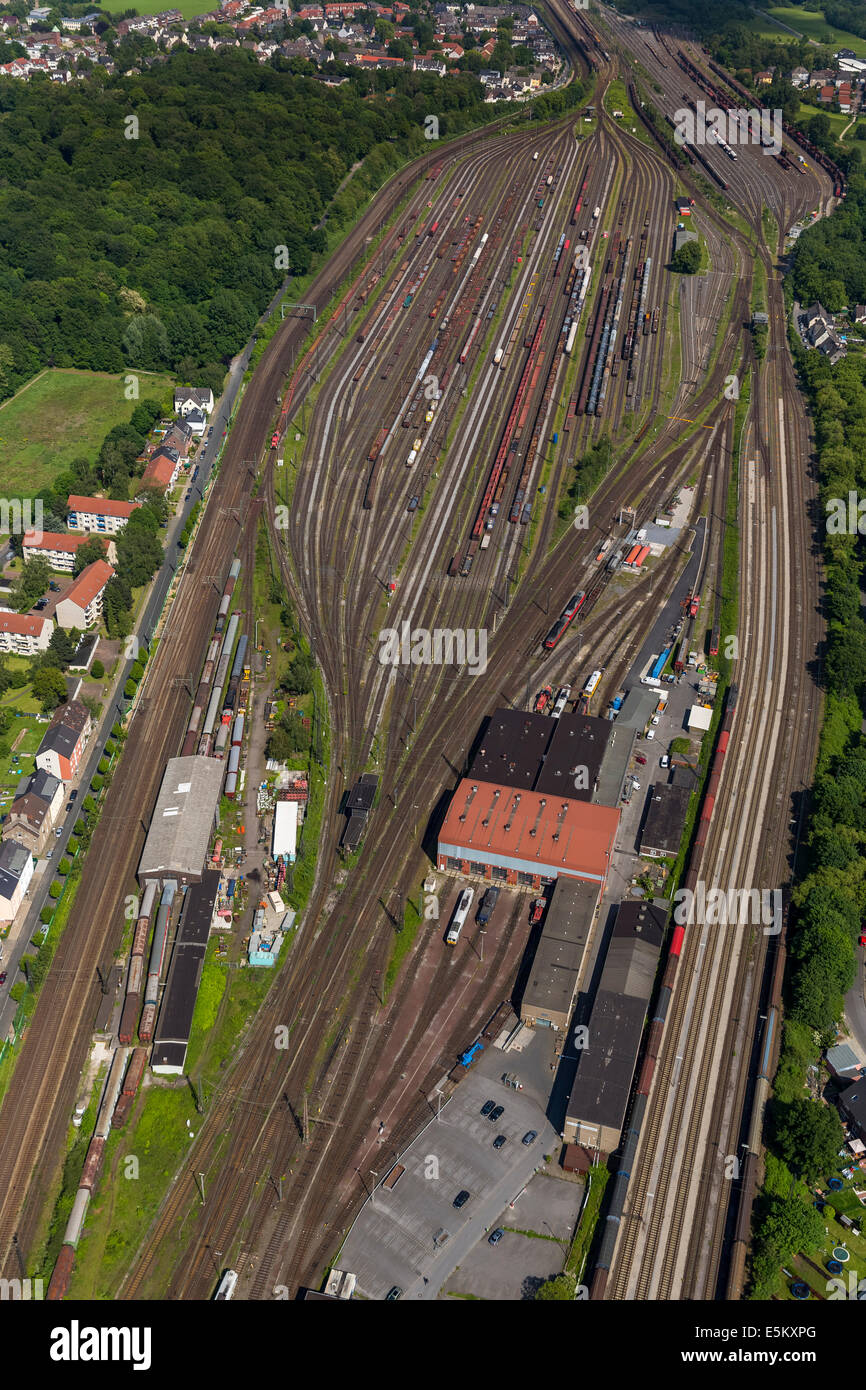 Freight station Oberhausen Osterfeld, aerial view, Oberhausen, Ruhr district, North Rhine-Westphalia, Germany Stock Photo