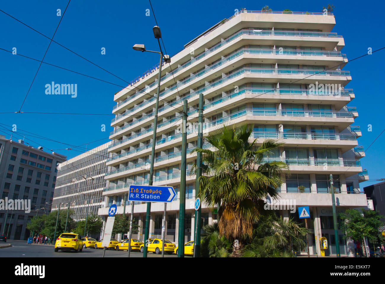 Plateia Karalskaki square, Omonia district, central Athens, Greece, Europe Stock Photo