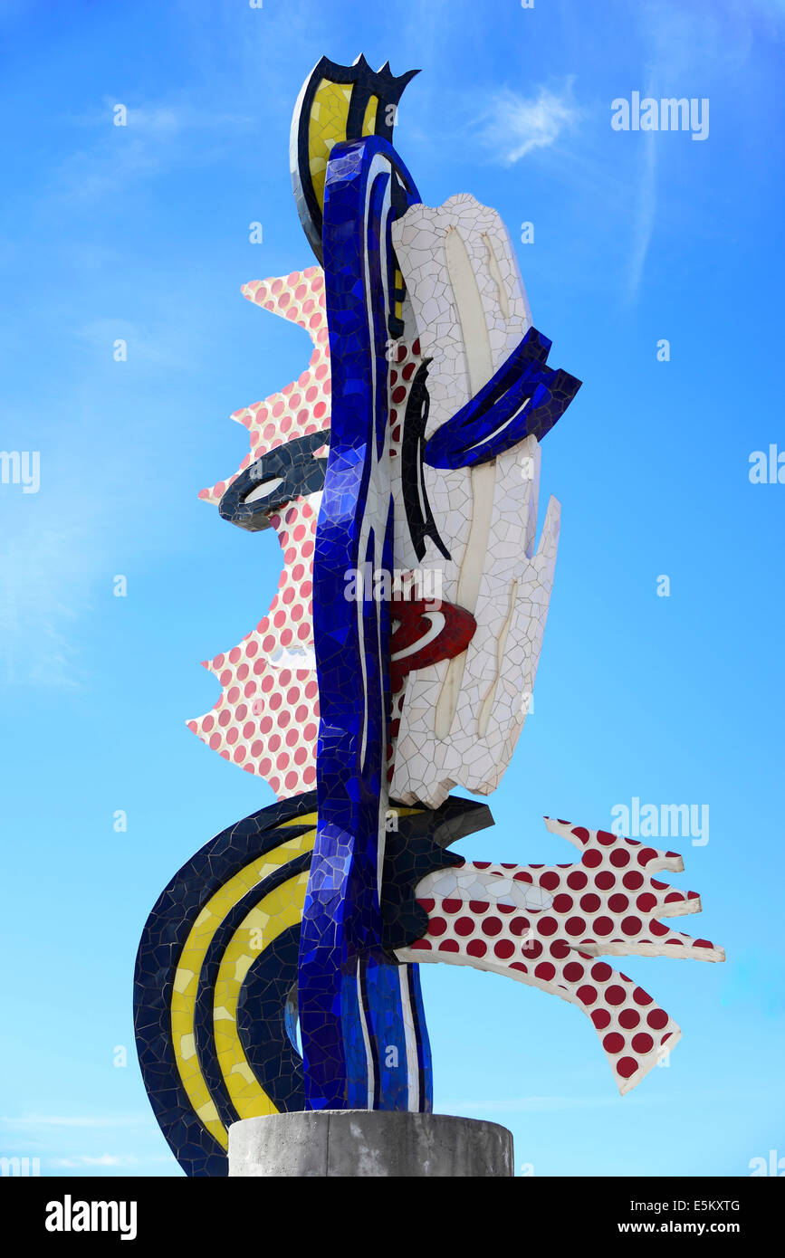 Pop Art sculpture "El Cap de Barcelona" by artist Roy Lichtenstein, Barcelona, Catalonia, Spain