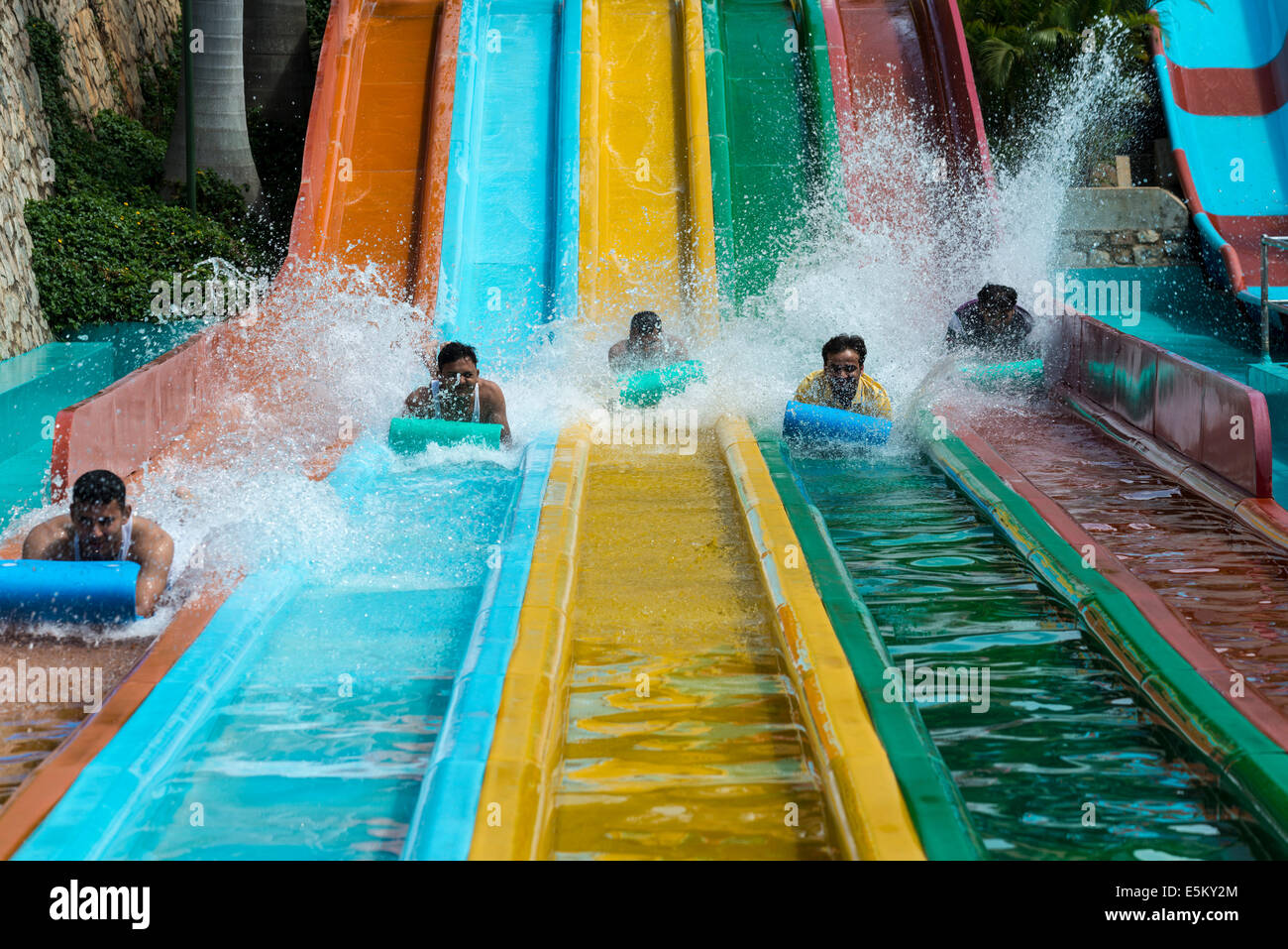 Water slide, Wonderla Amusement Park, Bangalore, Karnataka, India Stock Photo