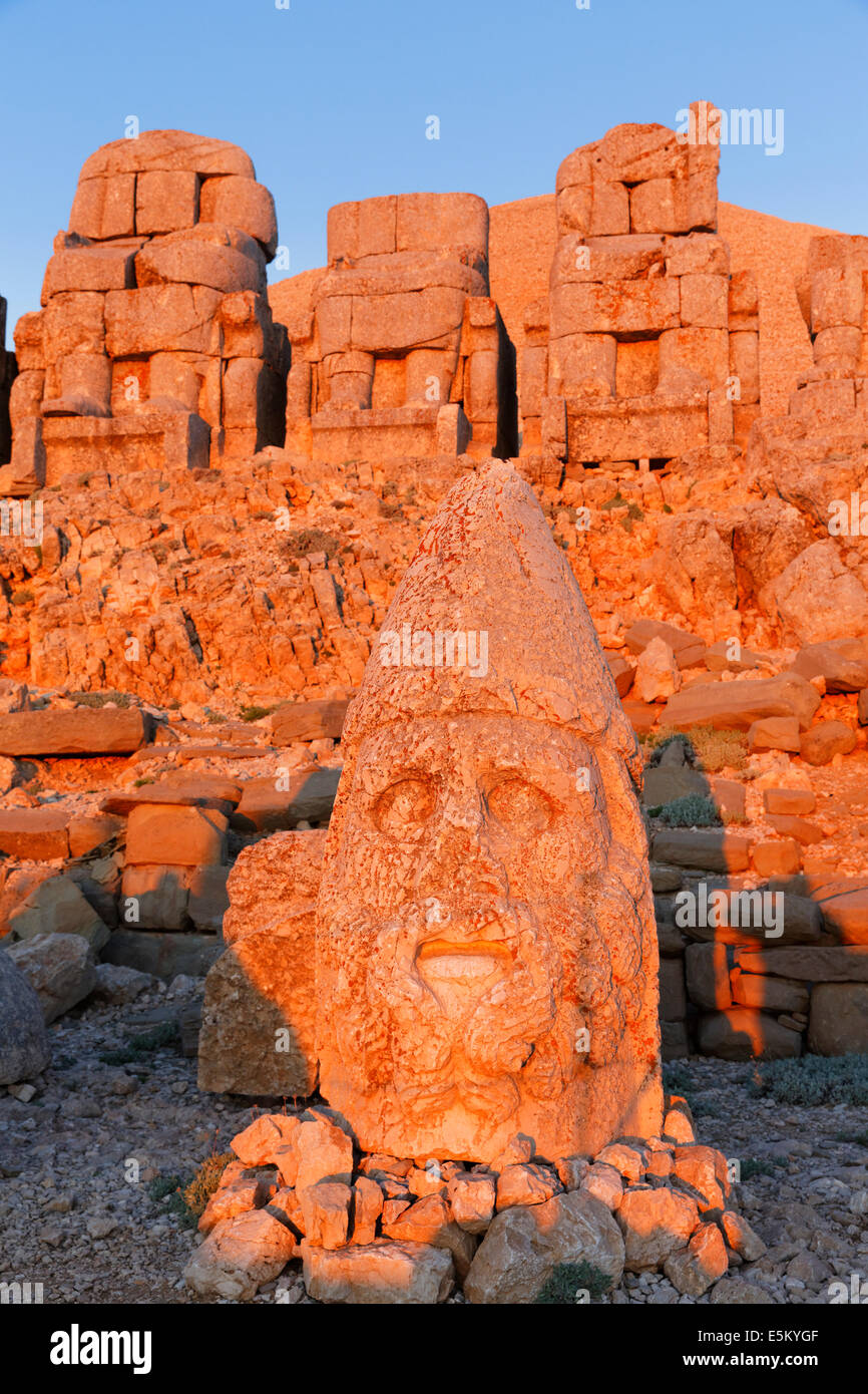 Head of Herakles, East Terrace, grave of Antiochus, Nemrut Mountain, Nemrut Dagi, Adiyaman Province Stock Photo