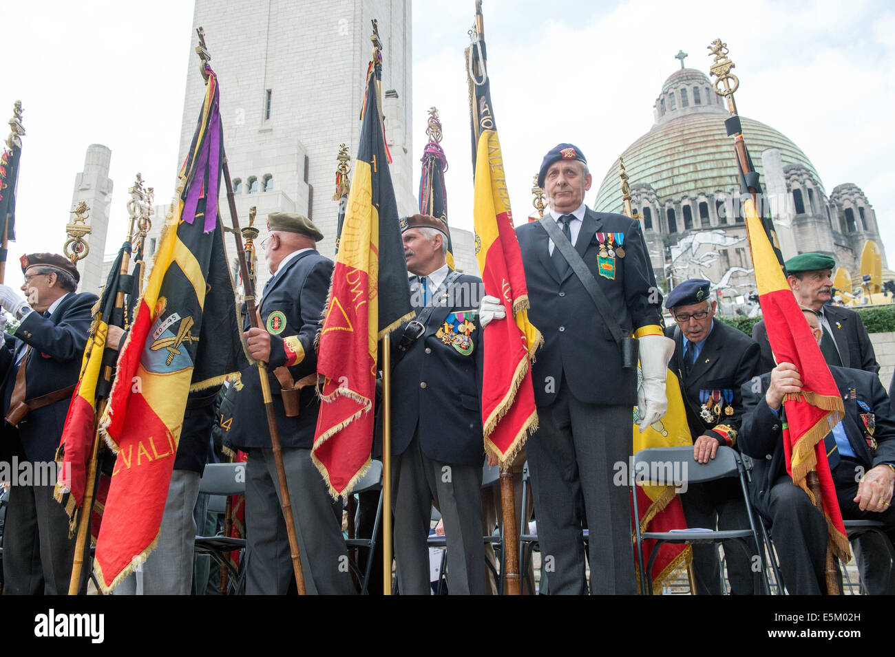 Luettich, Belgium. 04th Aug, 2014. Belgian veterans take part in the international memorial ceremony for the 100th anniversary of the beginning of the First World War in Luettich, Belgium, 04 August 2014. Photo: Maurizio Gambarini/dpa/Alamy Live News Stock Photo