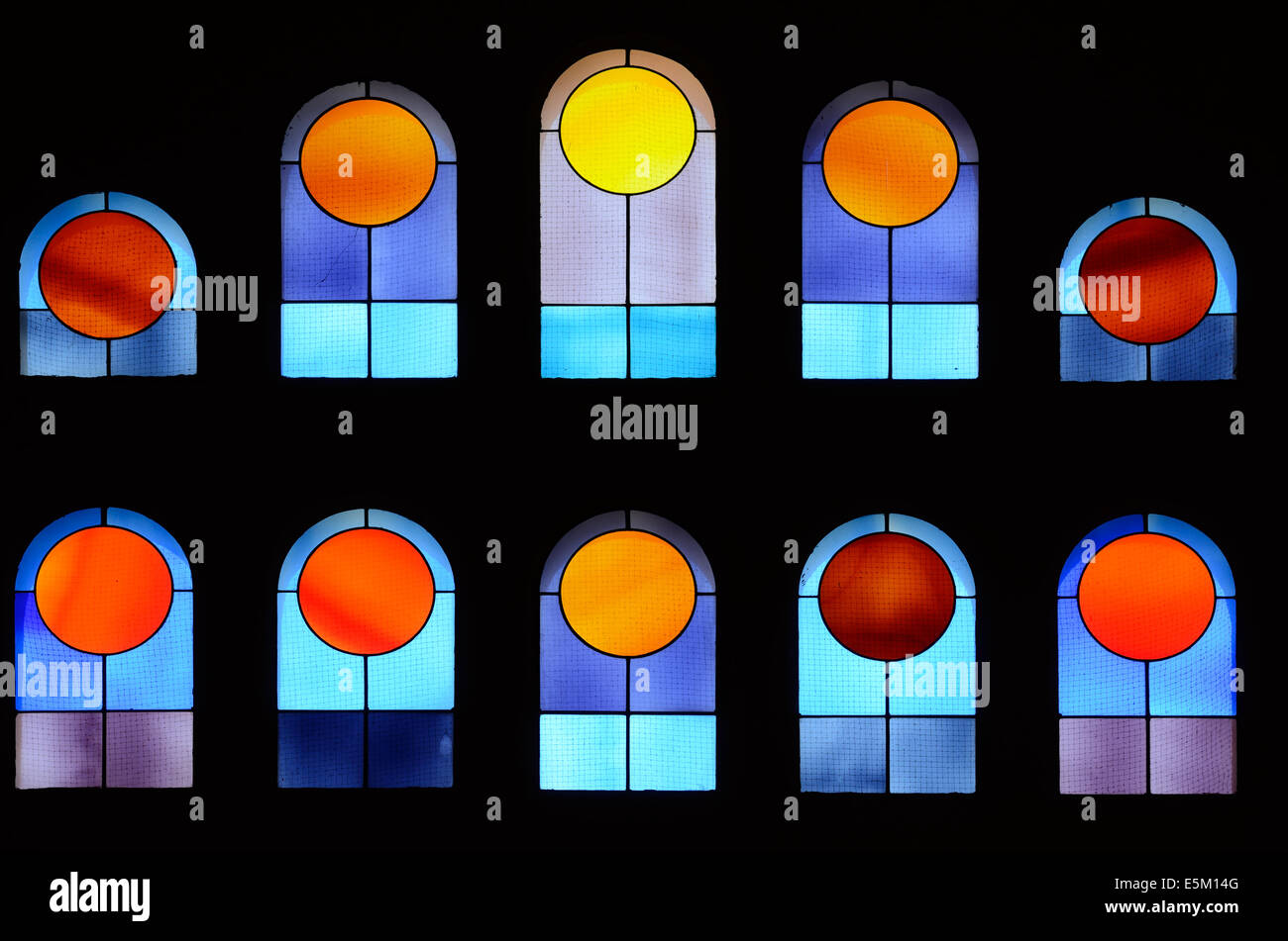 Stained Glass Window by Victor Vasarely Saint François Church Port Grimaud Var France Stock Photo