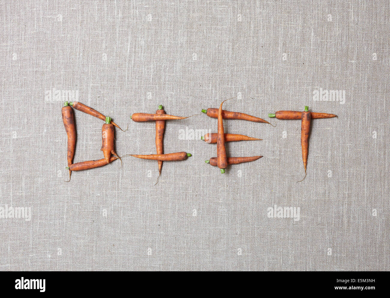 'diet' spelt out with organic carrots Stock Photo