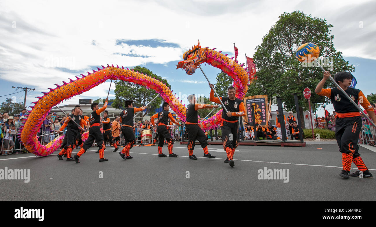 Dragon dance during Chinese New Year celebrations, Melbourne Australia Stock Photo