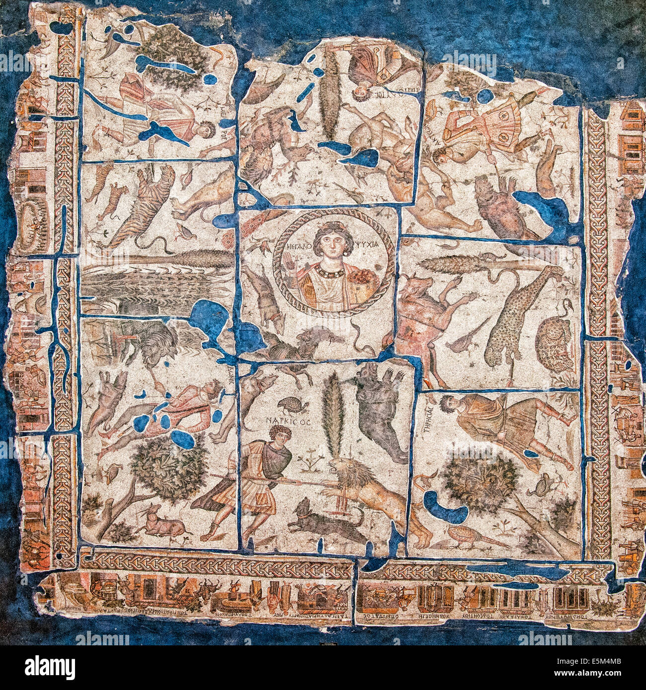 Yakto mosaic from Harbiye , 5th Cent A.C., Hatay Archaeology Museum, Antioch, Hatay province, Southwest Turkey Stock Photo