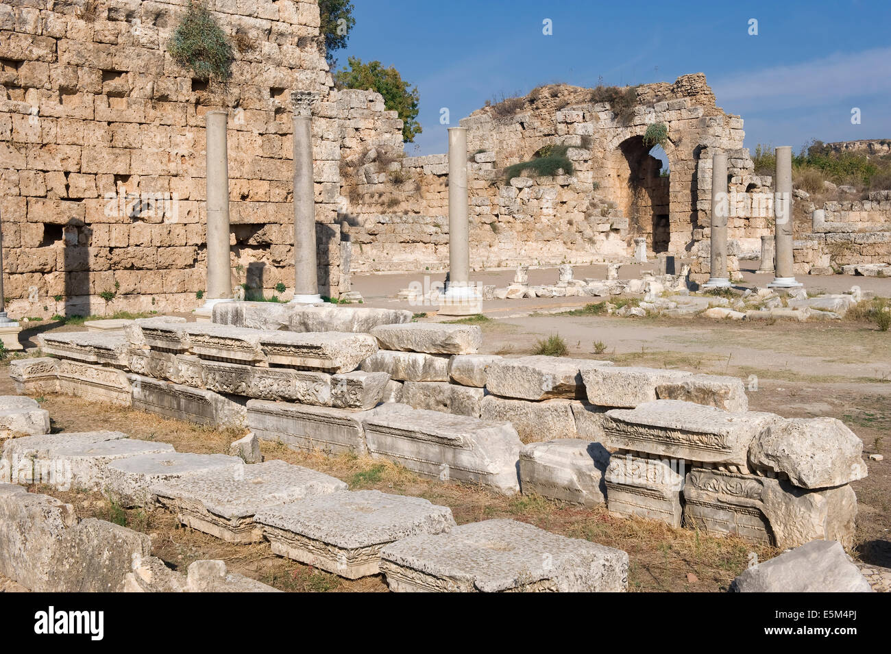 Colonnade around the Agora, Perga, Antalya, Turkey Stock Photo