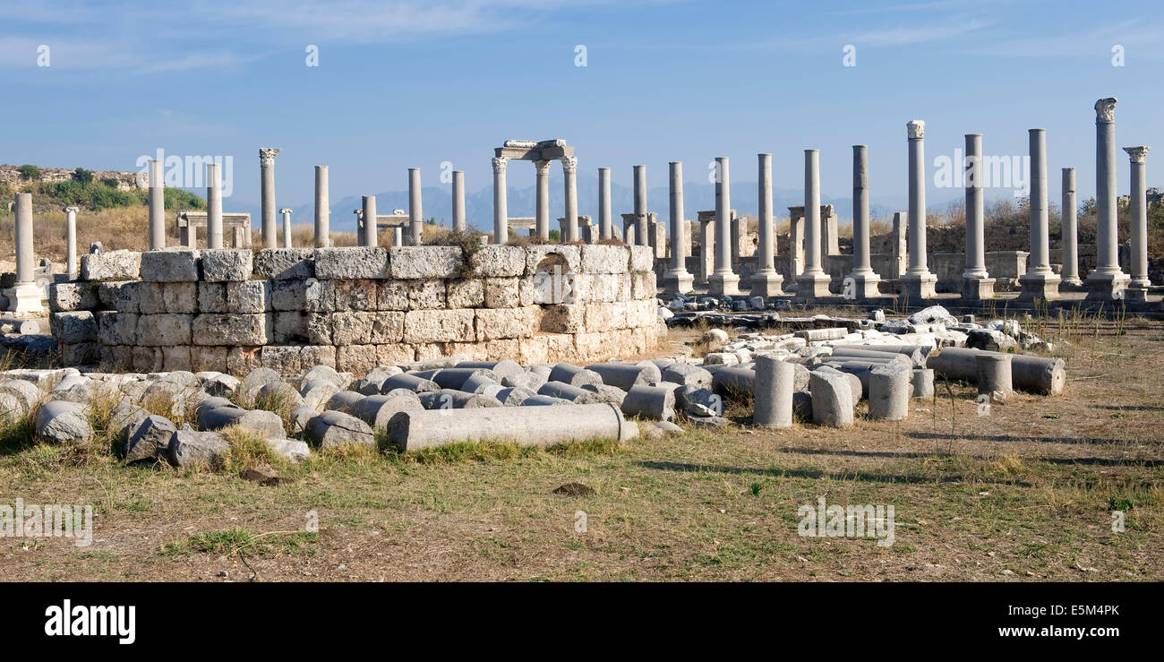 Colonnade around the Agora, Perga, Antalya, Turkey Stock Photo