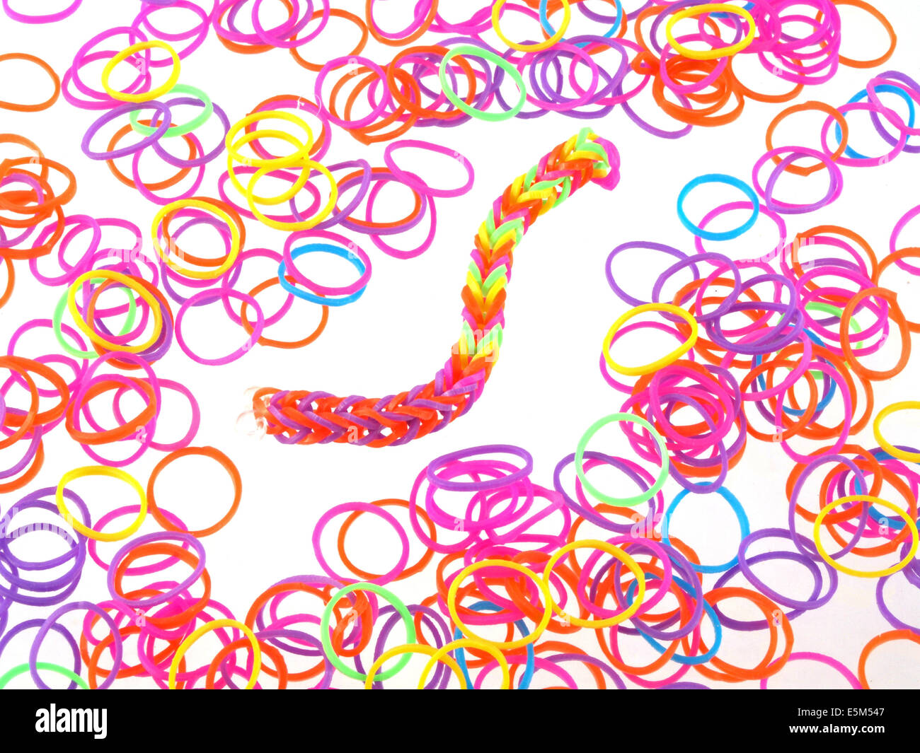 Close up of elastic bands used to make jewelery. Stock Photo