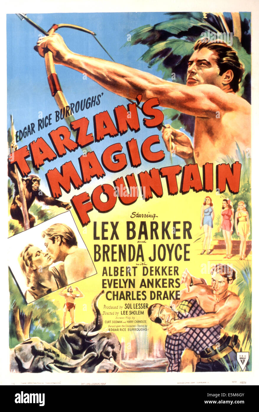 TARZAN'S MAGIC FOUNTAIN, Brenda Joyce, Lex Barker, 1949 Stock Photo