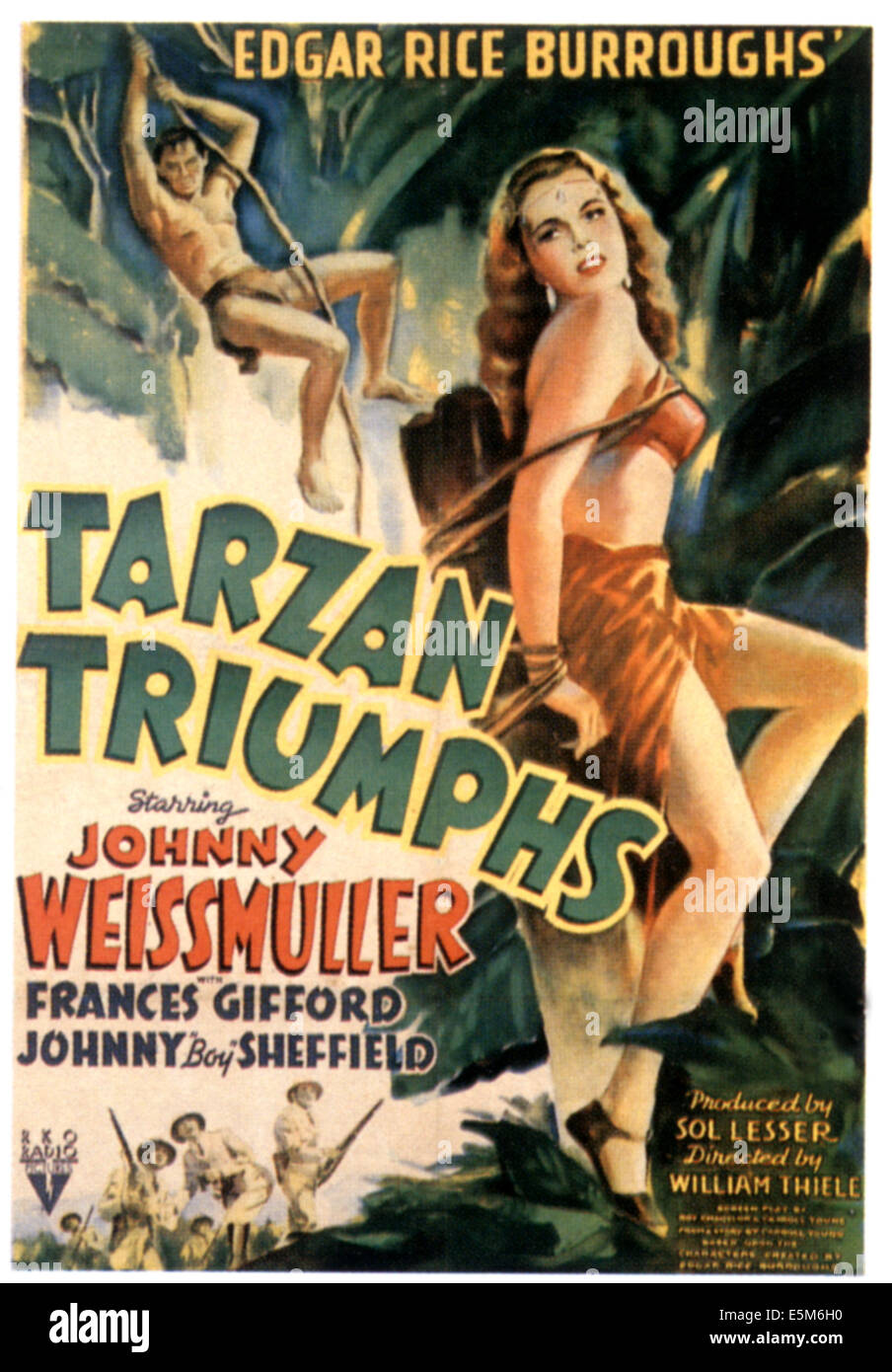 TARZAN TRIUMPHS, Johnny Weissmuller, Frances Gifford, 1943 Stock Photo