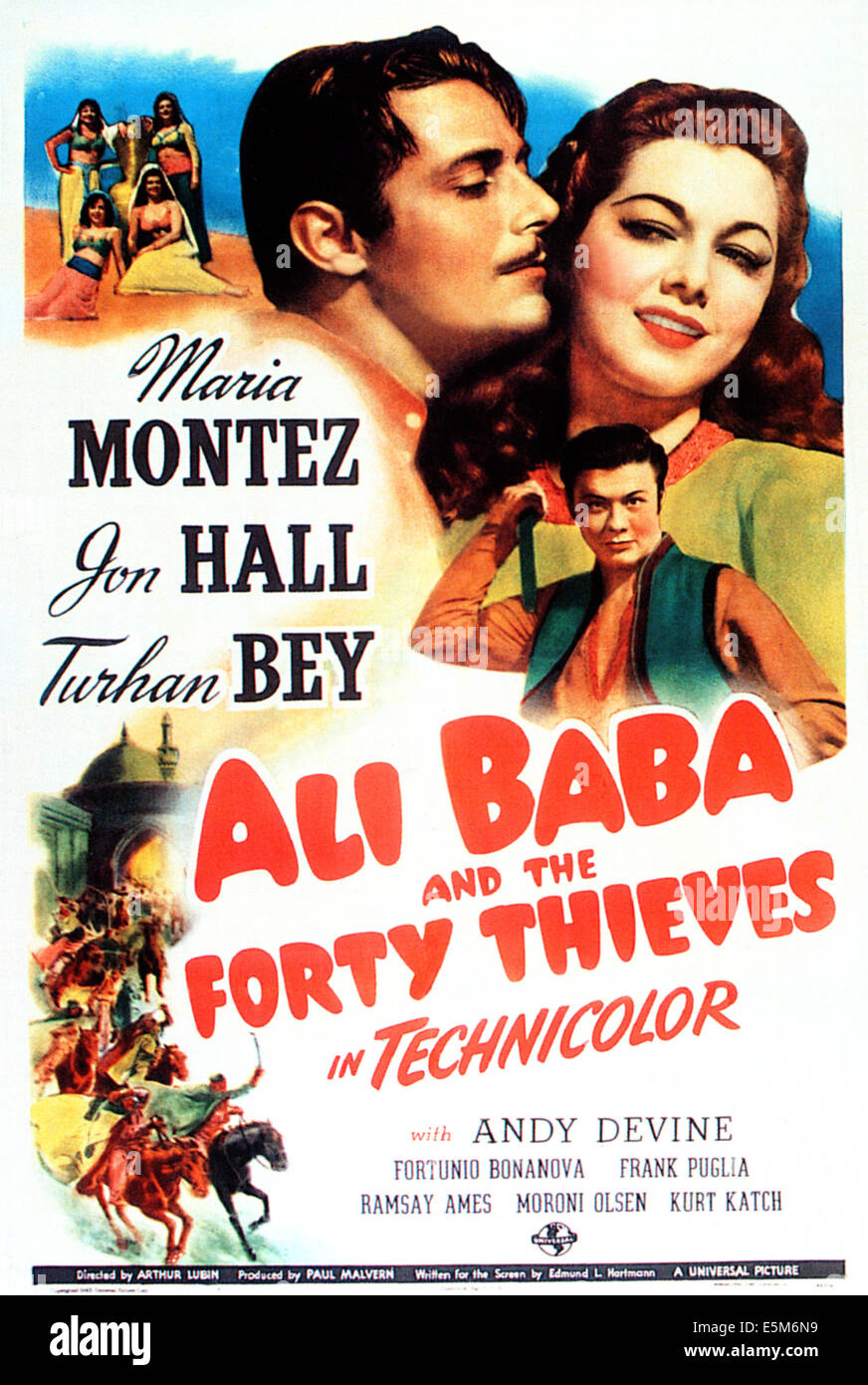 ALI BABA AND THE FORTY THIEVES, top right clockwise: Jon Hall, Maria Montez, Turhan Bey, 1944 Stock Photo